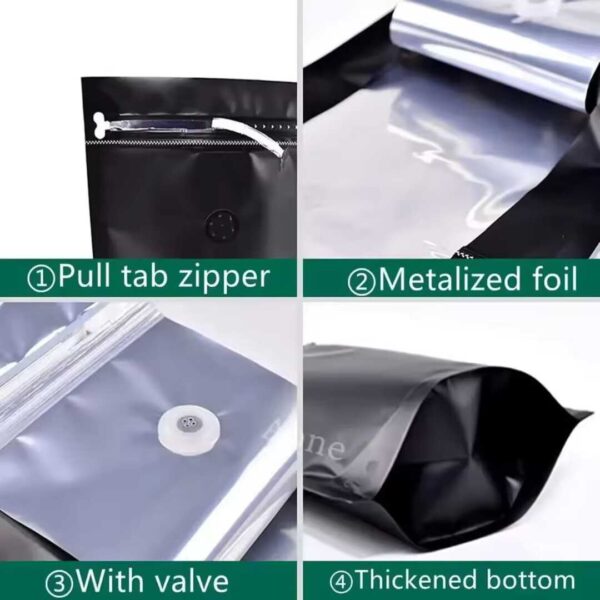 Coffee bag with zippered ventilation filter and base - Image 3